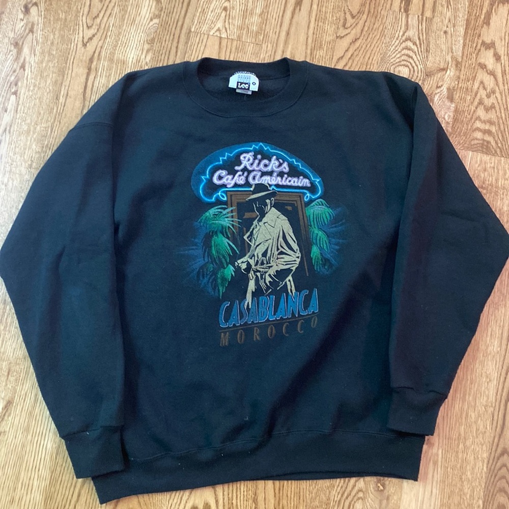 Vintage  Casablanca oversized heavy duty boxy sweatshirt made in USA black